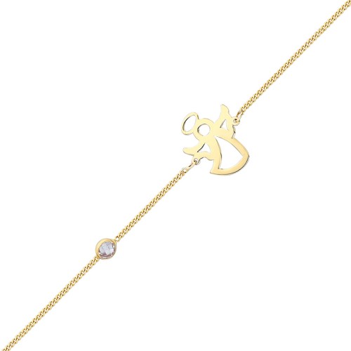 Glorria 14k Solid Gold Angel Curb Bracelet Glorria 14k Solid Gold Angel Curb Bracelet