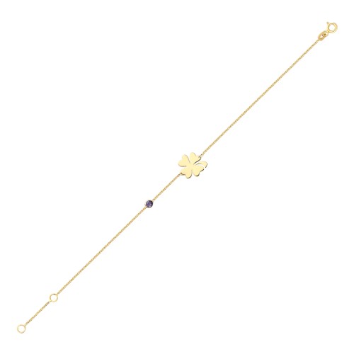 Glorria 14k Solid Gold Clover Curb Bracelet Glorria 14k Solid Gold Clover Curb Bracelet
