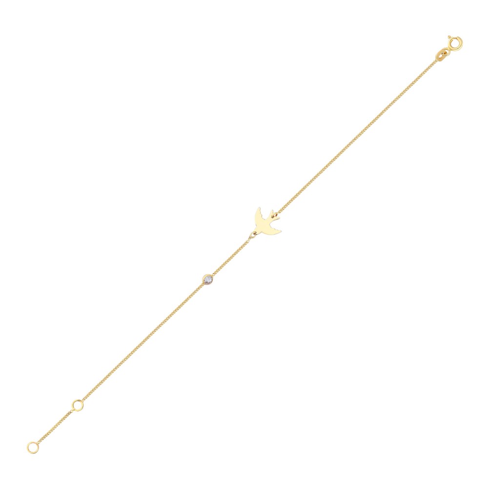 Glorria 14k Solid Gold Phoenix Curb Bracelet