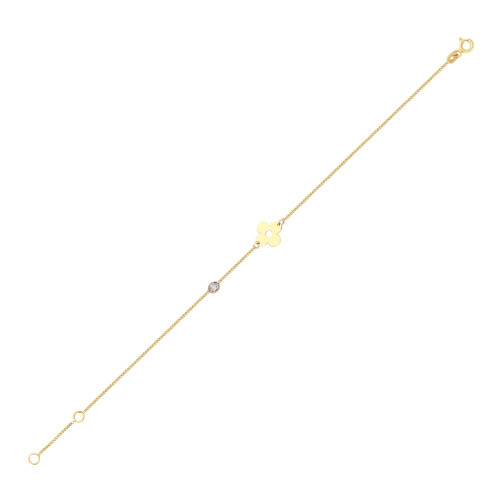 Glorria 14k Solid Gold Flower Curb Bracelet Glorria 14k Solid Gold Flower Curb Bracelet