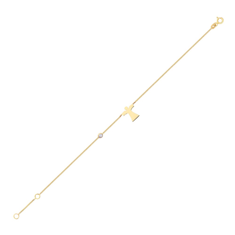 Glorria 14k Solid Gold Angel Curb Bracelet