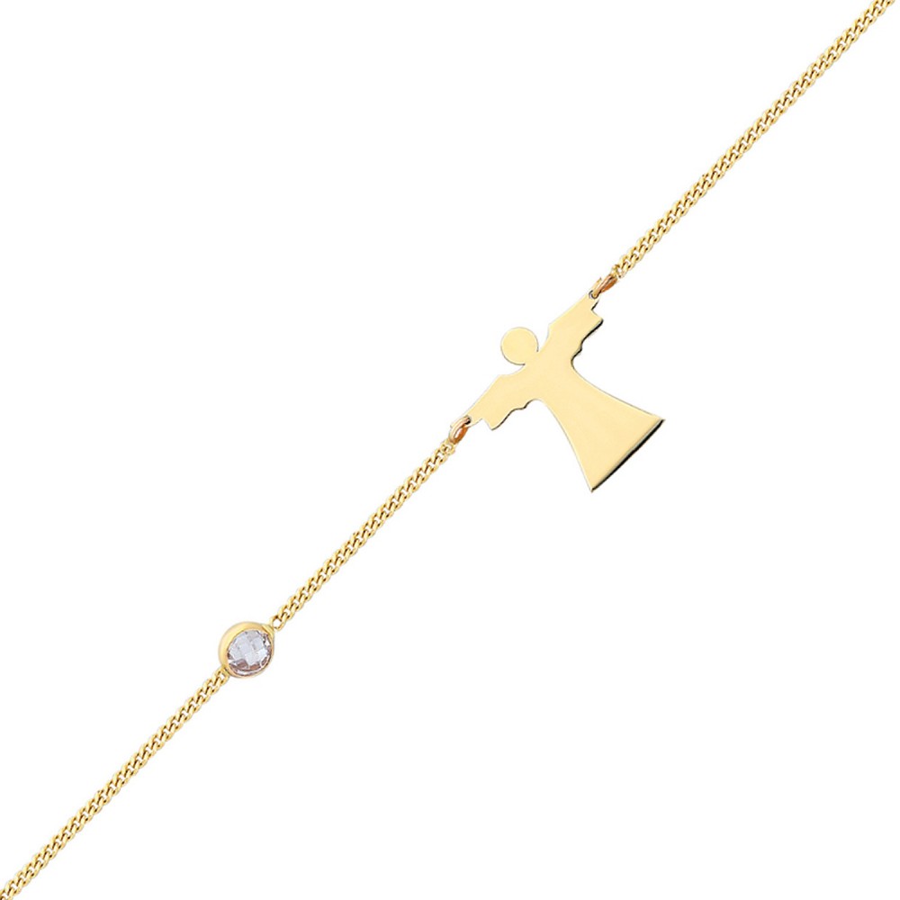 Glorria 14k Solid Gold Angel Curb Bracelet