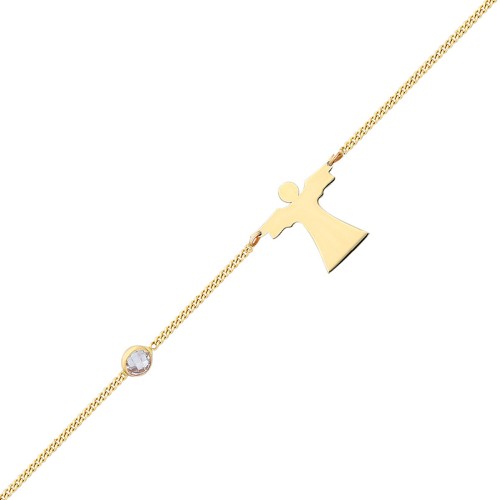 Glorria 14k Solid Gold Angel Curb Bracelet Glorria 14k Solid Gold Angel Curb Bracelet