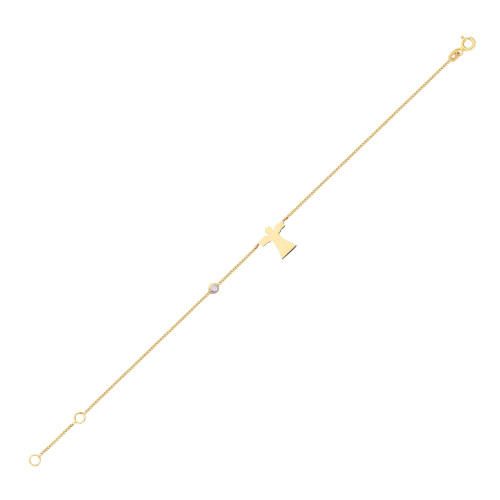 Glorria 14k Solid Gold Angel Curb Bracelet Glorria 14k Solid Gold Angel Curb Bracelet
