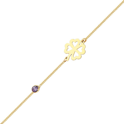 Glorria 14k Solid Gold Clover Curb Bracelet Glorria 14k Solid Gold Clover Curb Bracelet
