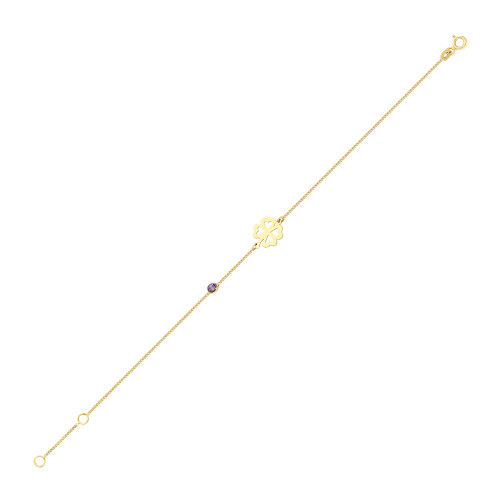Glorria 14k Solid Gold Clover Curb Bracelet Glorria 14k Solid Gold Clover Curb Bracelet