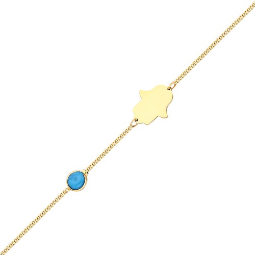 Glorria 14k Solid Gold Hamsa Hands Curb Bracelet Glorria 14k Solid Gold Hamsa Hands Curb Bracelet