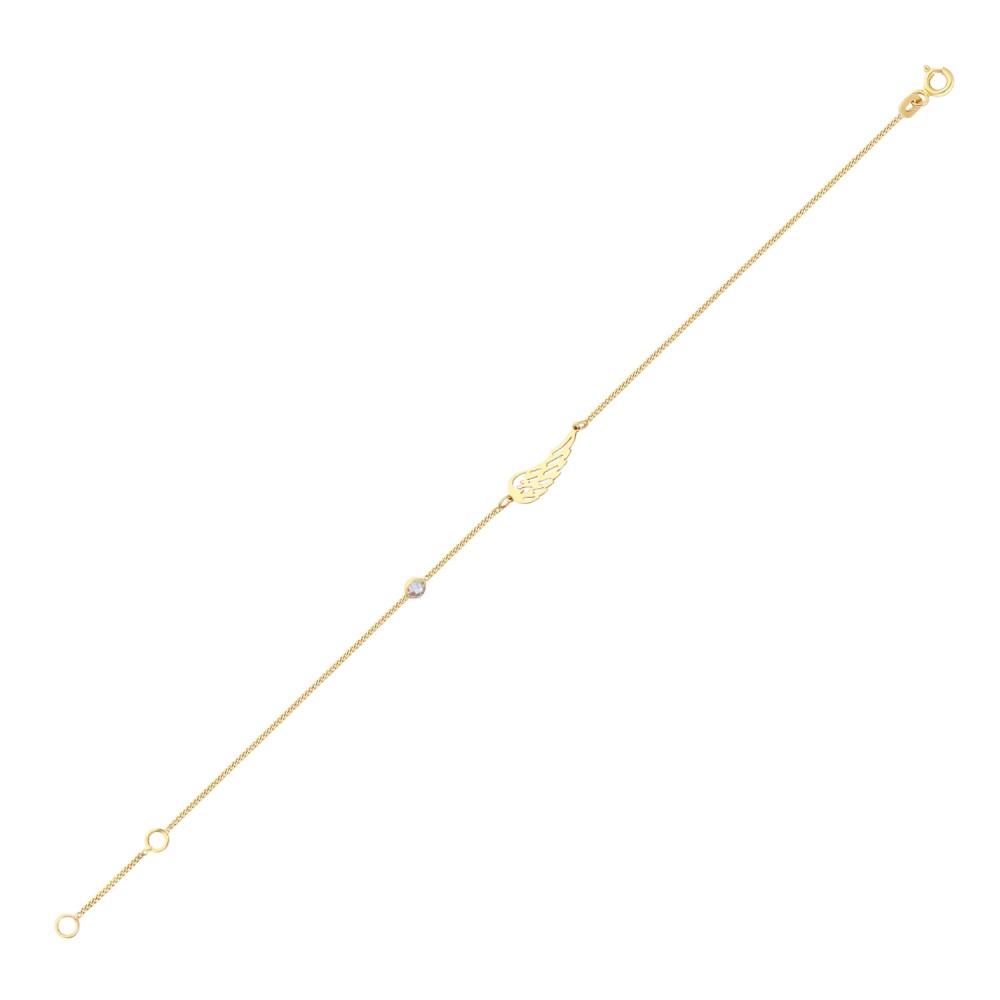 Glorria 14k Solid Gold Wing Curb Bracelet