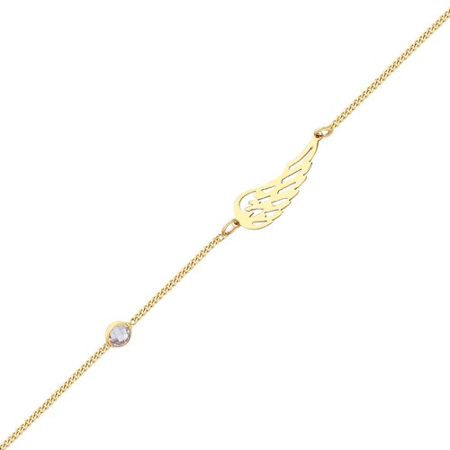 Glorria 14k Solid Gold Wing Curb Bracelet Glorria 14k Solid Gold Wing Curb Bracelet