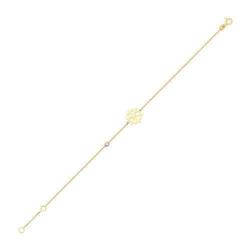 Glorria 14k Solid Gold Snowflake Curb Bracelet Glorria 14k Solid Gold Snowflake Curb Bracelet