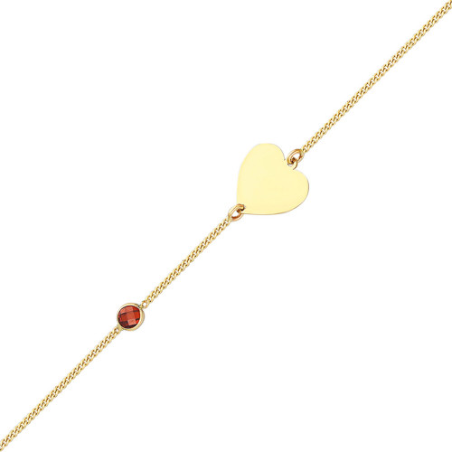 Glorria 14k Solid Gold Heart Curb Bracelet Glorria 14k Solid Gold Heart Curb Bracelet