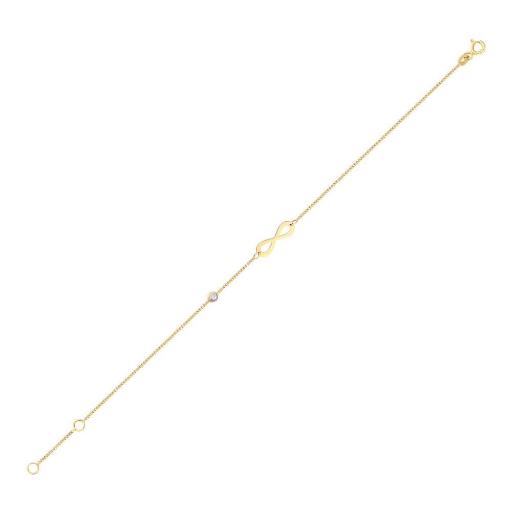 Glorria 14k Solid Gold Infinity Curb Bracelet