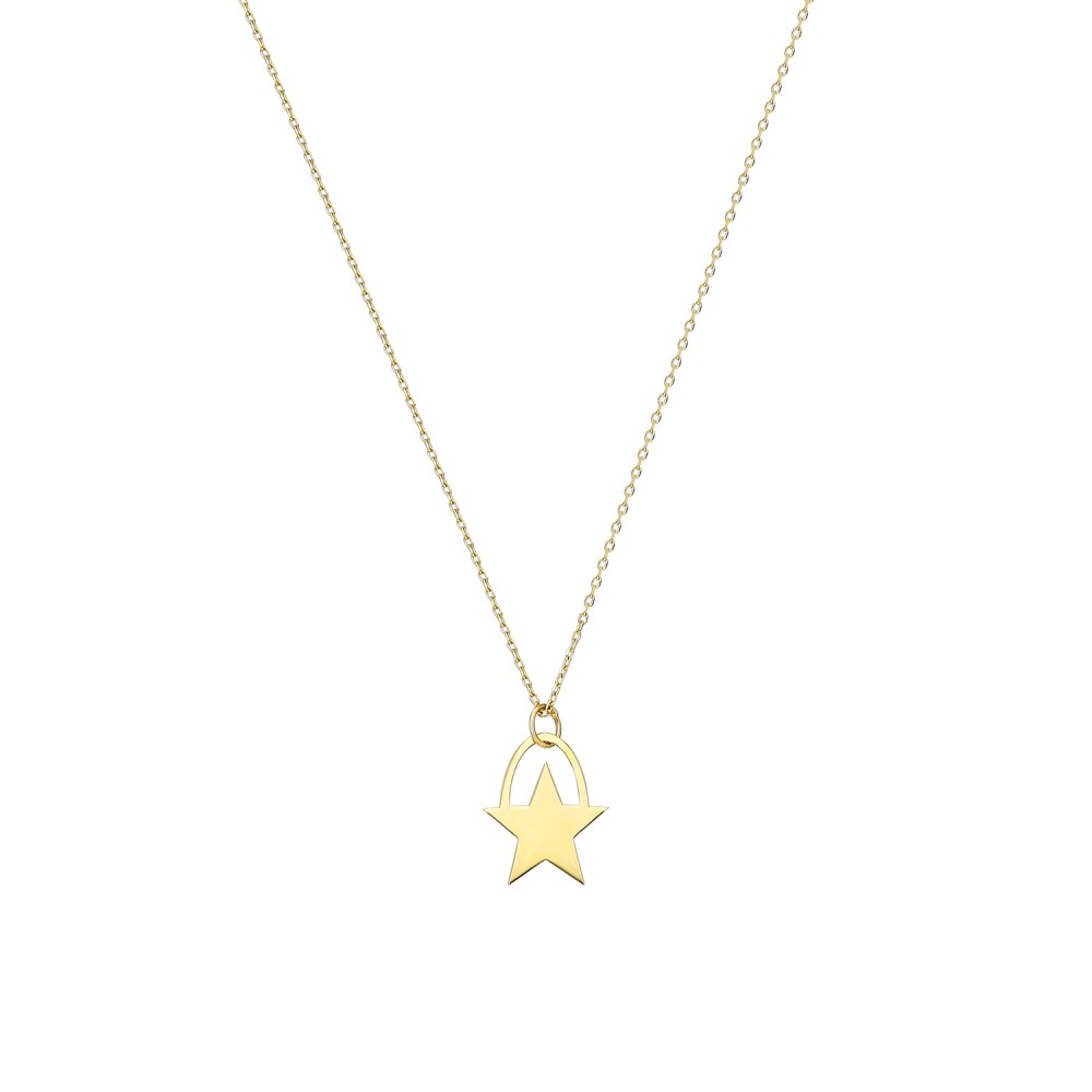 Glorria 14k Solid Gold Star Necklace