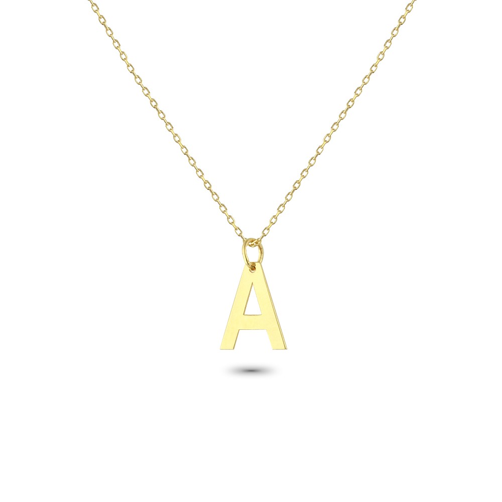 Glorria 14k Solid Gold Letter A Necklace