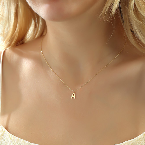 Glorria 14k Solid Gold Letter A Necklace Glorria 14k Solid Gold Letter A Necklace