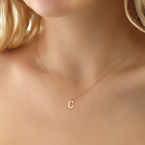 Glorria 14k Solid Gold Letter C Necklace Glorria 14k Solid Gold Letter C Necklace