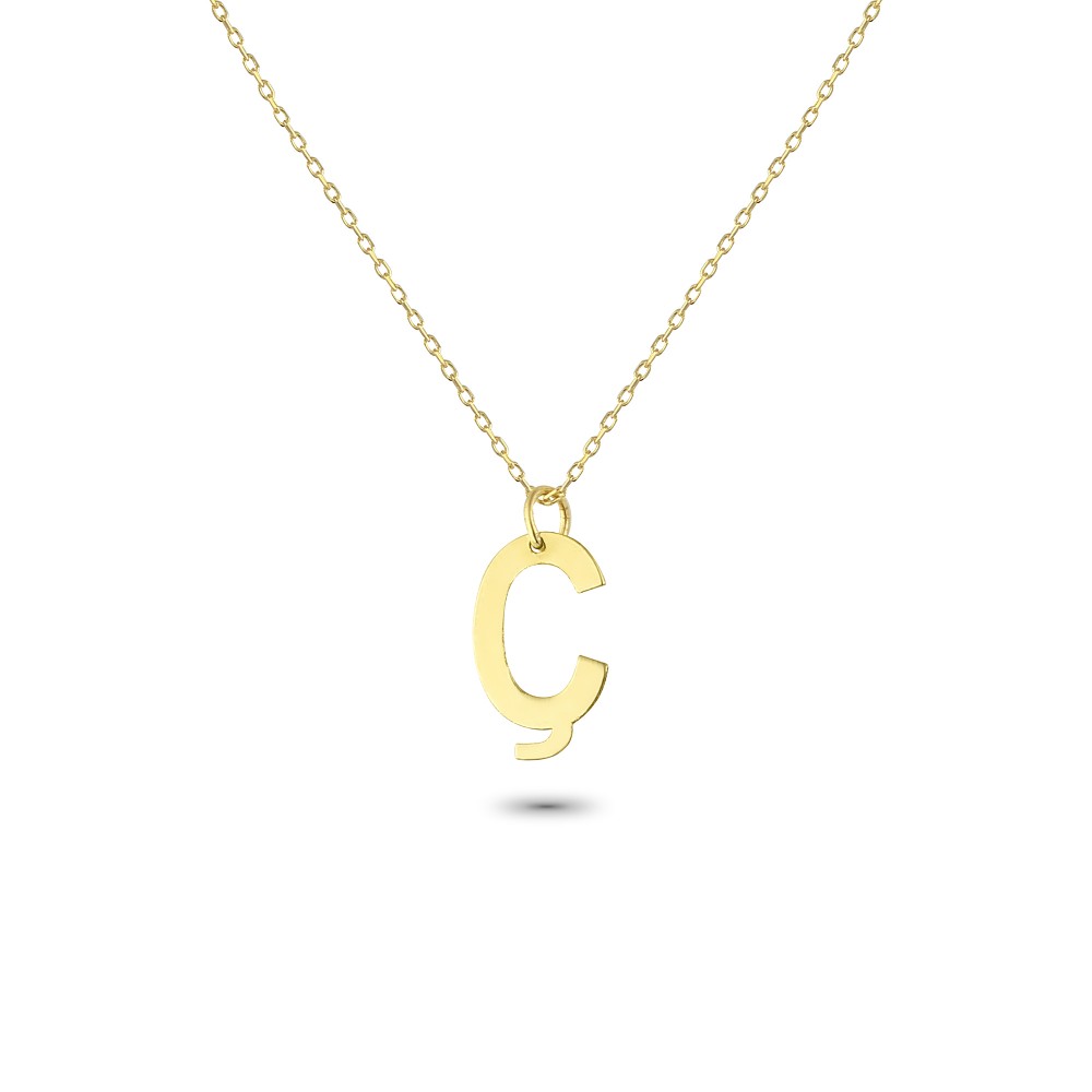 Glorria 14k Solid Gold Letter Ç Necklace