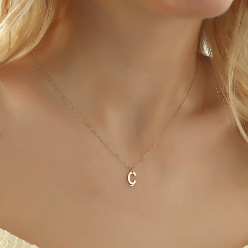 Glorria 14k Solid Gold Letter Ç Necklace Glorria 14k Solid Gold Letter Ç Necklace