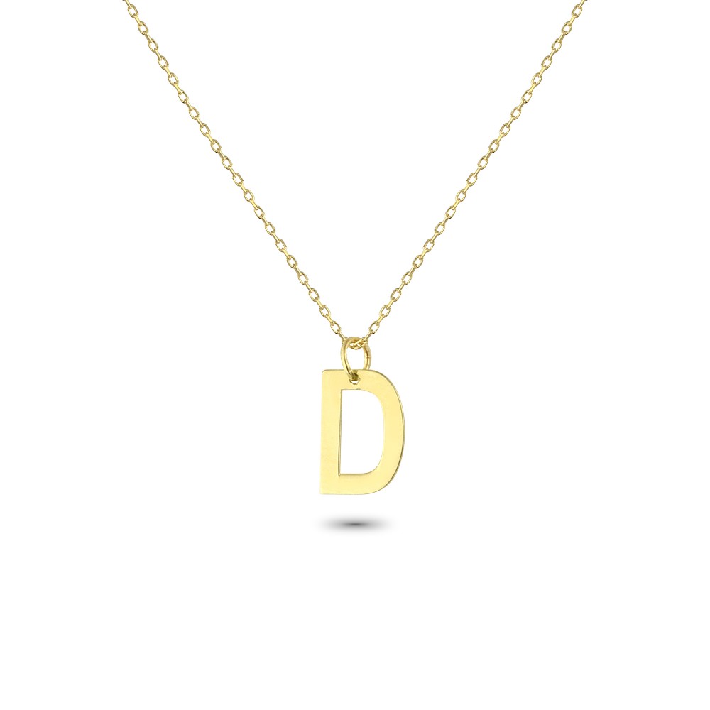 Glorria 14k Solid Gold Letter D Necklace