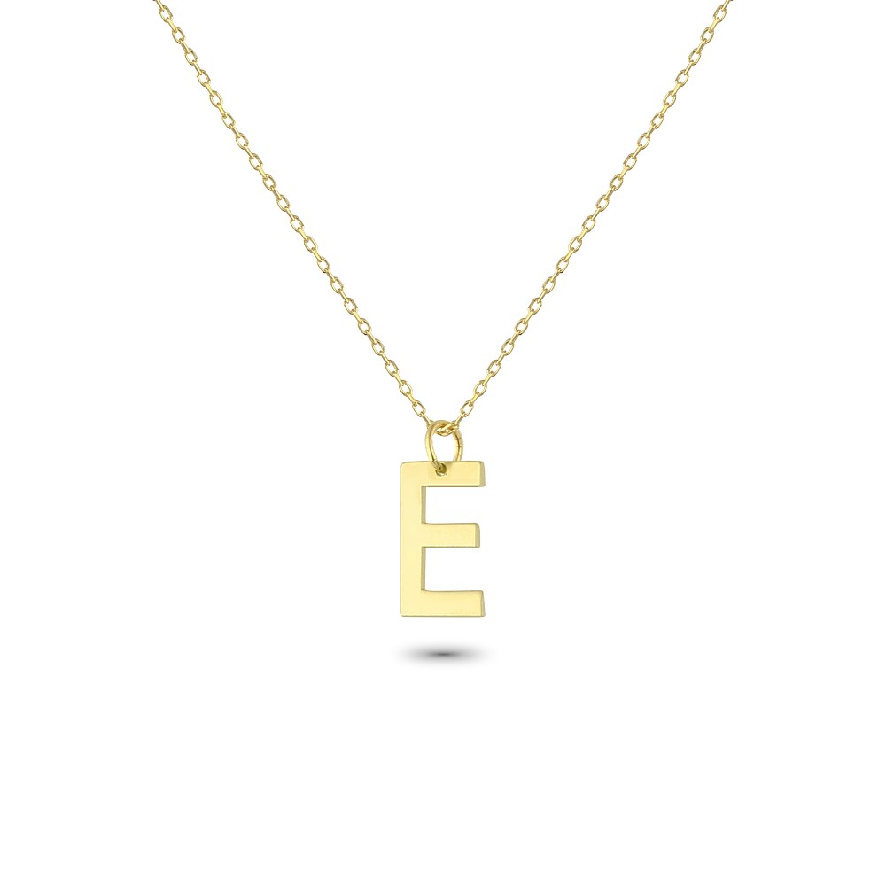 Glorria 14k Solid Gold Letter E Necklace
