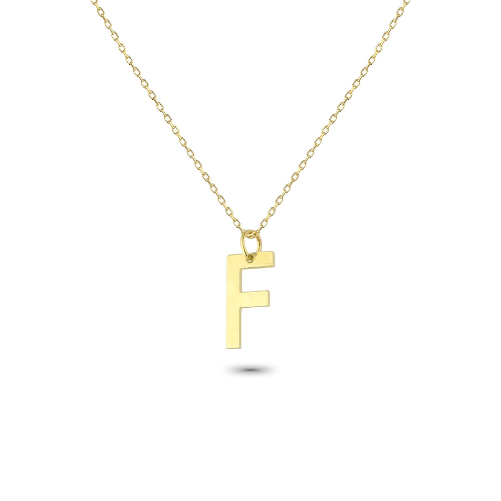 Glorria 14k Solid Gold Letter F Necklace