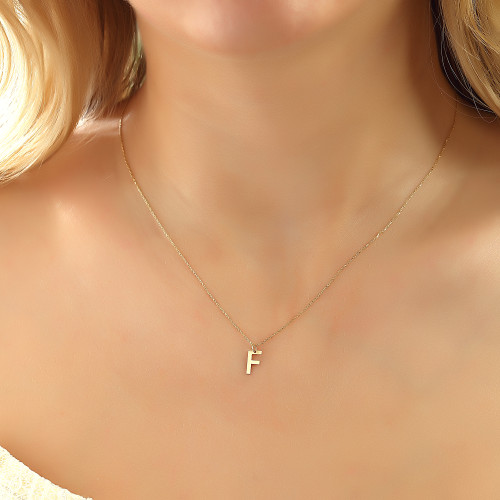 Glorria 14k Solid Gold Letter F Necklace Glorria 14k Solid Gold Letter F Necklace
