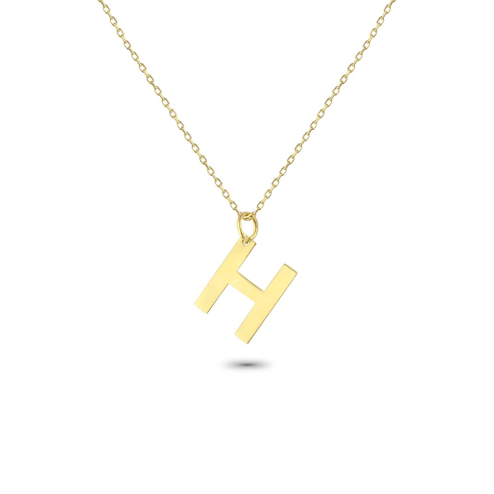 Glorria 14k Solid Gold Letter H Necklace