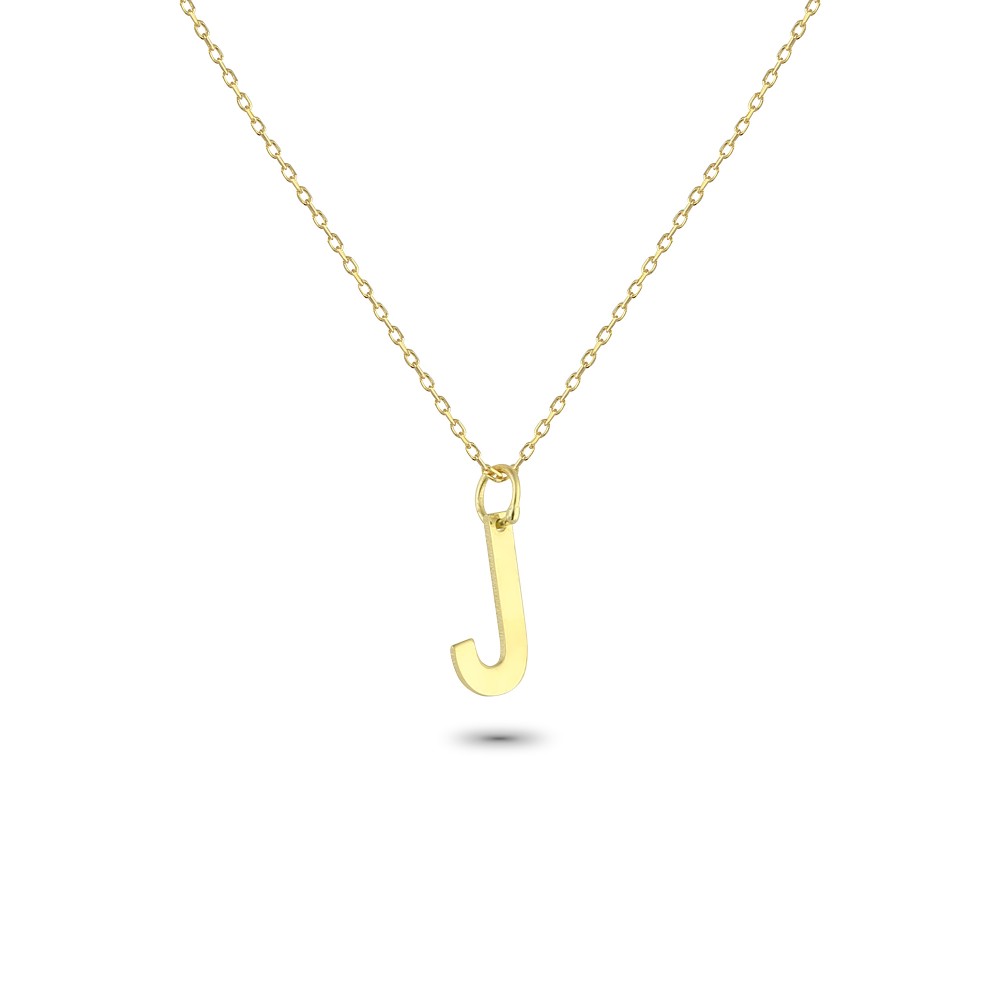 Glorria 14k Solid Gold Letter J Necklace
