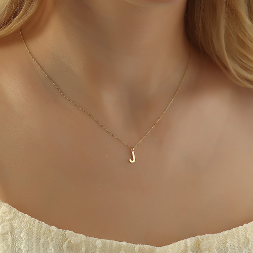 Glorria 14k Solid Gold Letter J Necklace Glorria 14k Solid Gold Letter J Necklace