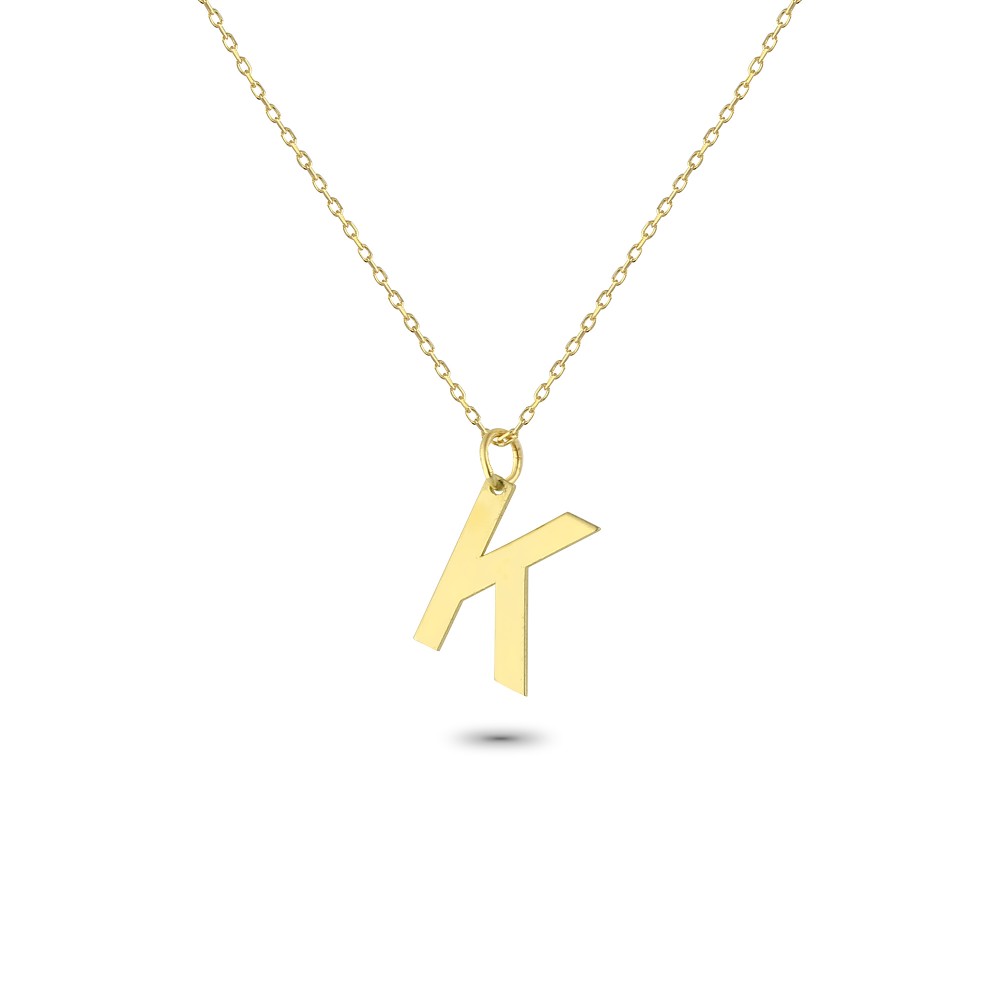 Glorria 14k Solid Gold Letter K Necklace