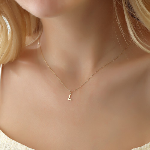 Glorria 14k Solid Gold Letter L Necklace Glorria 14k Solid Gold Letter L Necklace
