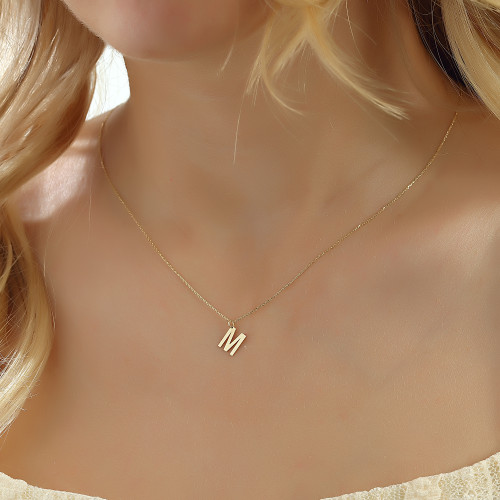 Glorria 14k Solid Gold Letter M Necklace Glorria 14k Solid Gold Letter M Necklace