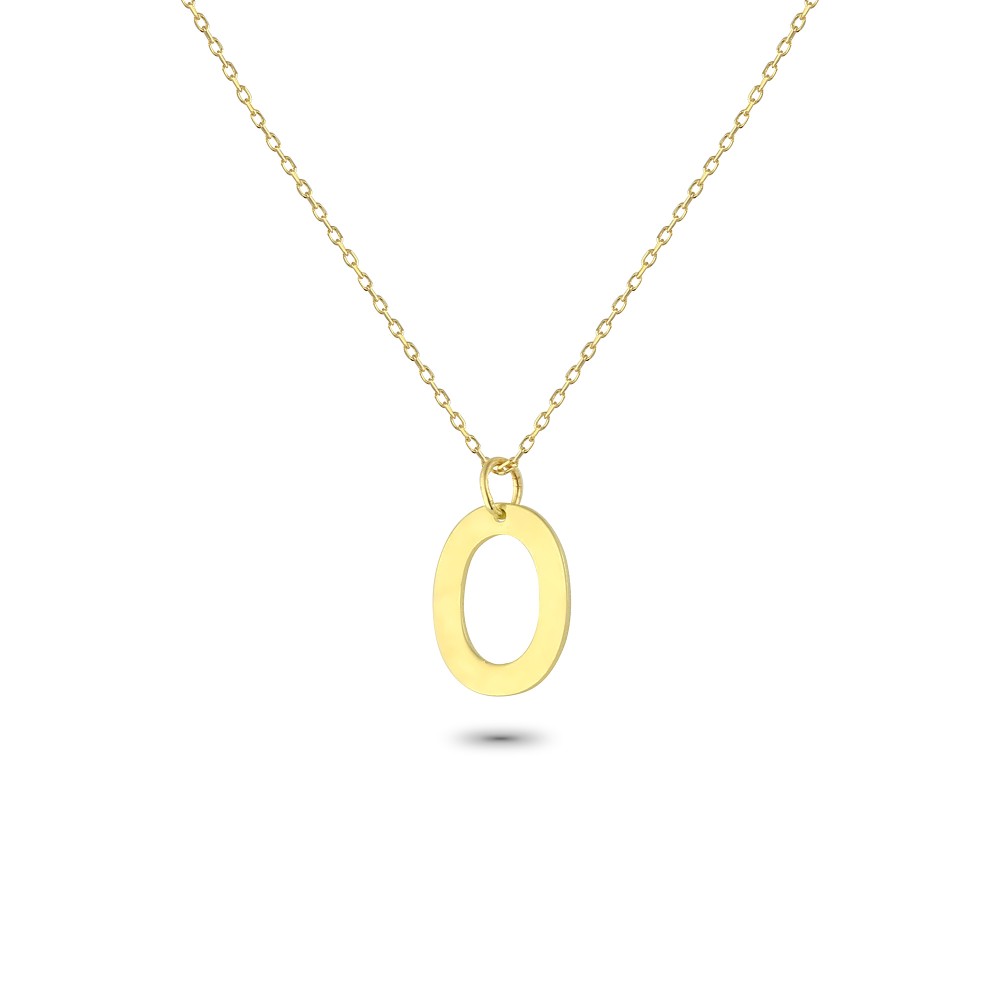 Glorria 14k Solid Gold Letter O Necklace