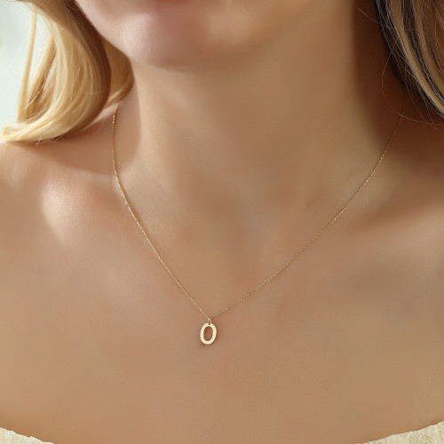 Glorria 14k Solid Gold Letter O Necklace Glorria 14k Solid Gold Letter O Necklace