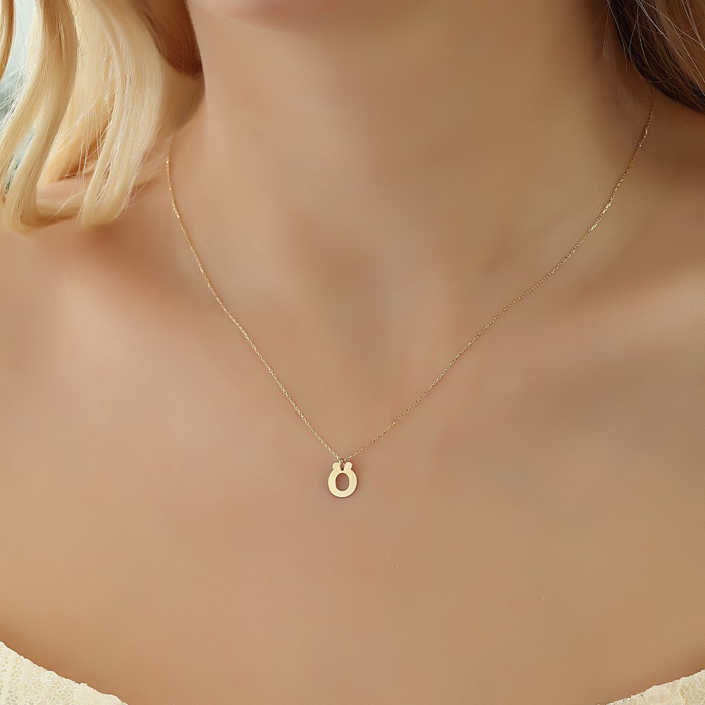 Glorria 14k Solid Gold Letter Ö Necklace