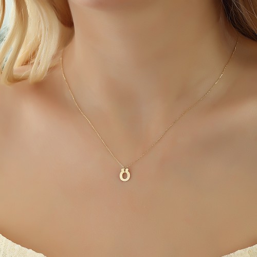 Glorria 14k Solid Gold Letter Ö Necklace Glorria 14k Solid Gold Letter Ö Necklace