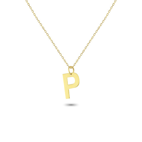 Glorria 14k Solid Gold Letter P Necklace Glorria 14k Solid Gold Letter P Necklace