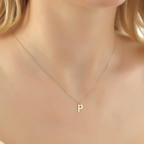 Glorria 14k Solid Gold Letter P Necklace Glorria 14k Solid Gold Letter P Necklace
