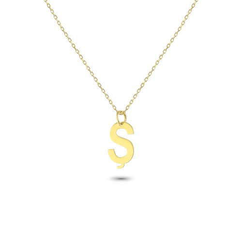 Glorria 14k Solid Gold Letter Ş Necklace Glorria 14k Solid Gold Letter Ş Necklace