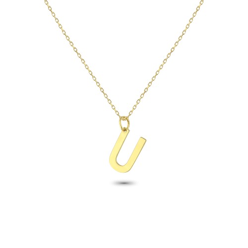 Glorria 14k Solid Gold Letter U Necklace Glorria 14k Solid Gold Letter U Necklace
