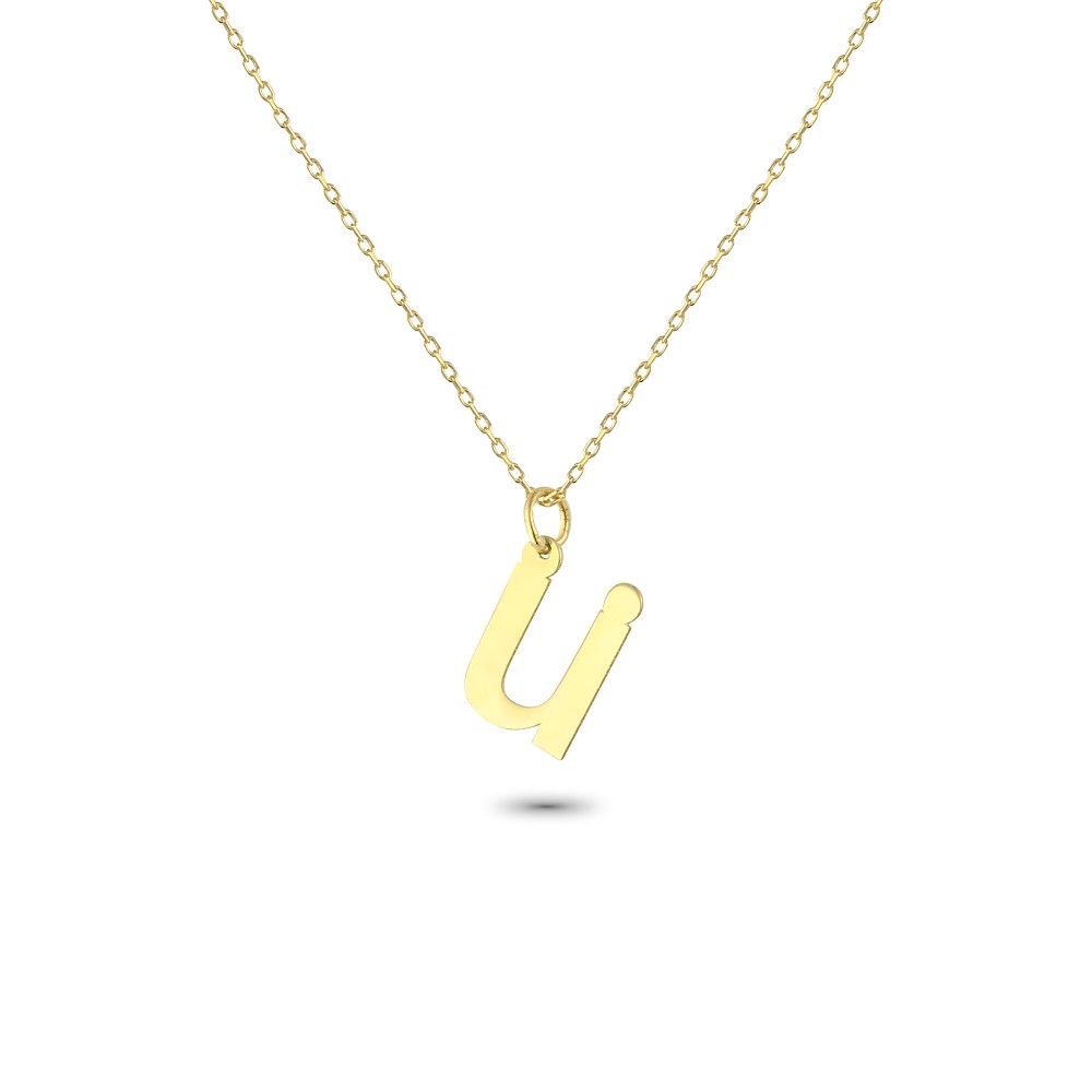 Glorria 14k Solid Gold Letter Ü Necklace