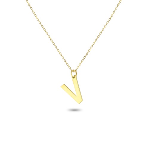 Glorria 14k Solid Gold Letter V Necklace Glorria 14k Solid Gold Letter V Necklace