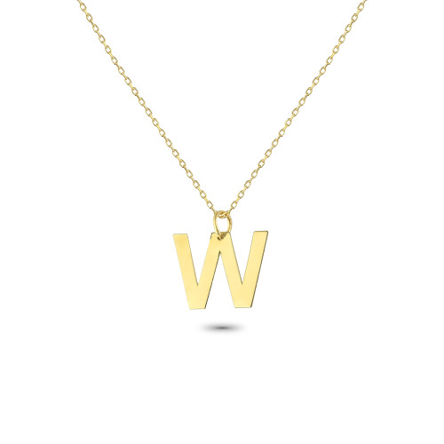 Glorria 14k Solid Gold Letter W Necklace Glorria 14k Solid Gold Letter W Necklace
