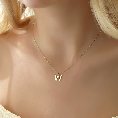 Glorria 14k Solid Gold Letter W Necklace Glorria 14k Solid Gold Letter W Necklace