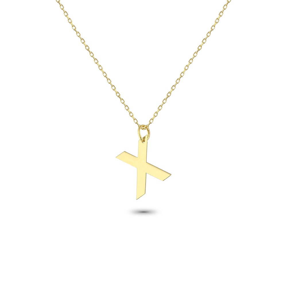 Glorria 14k Solid Gold Letter X Necklace