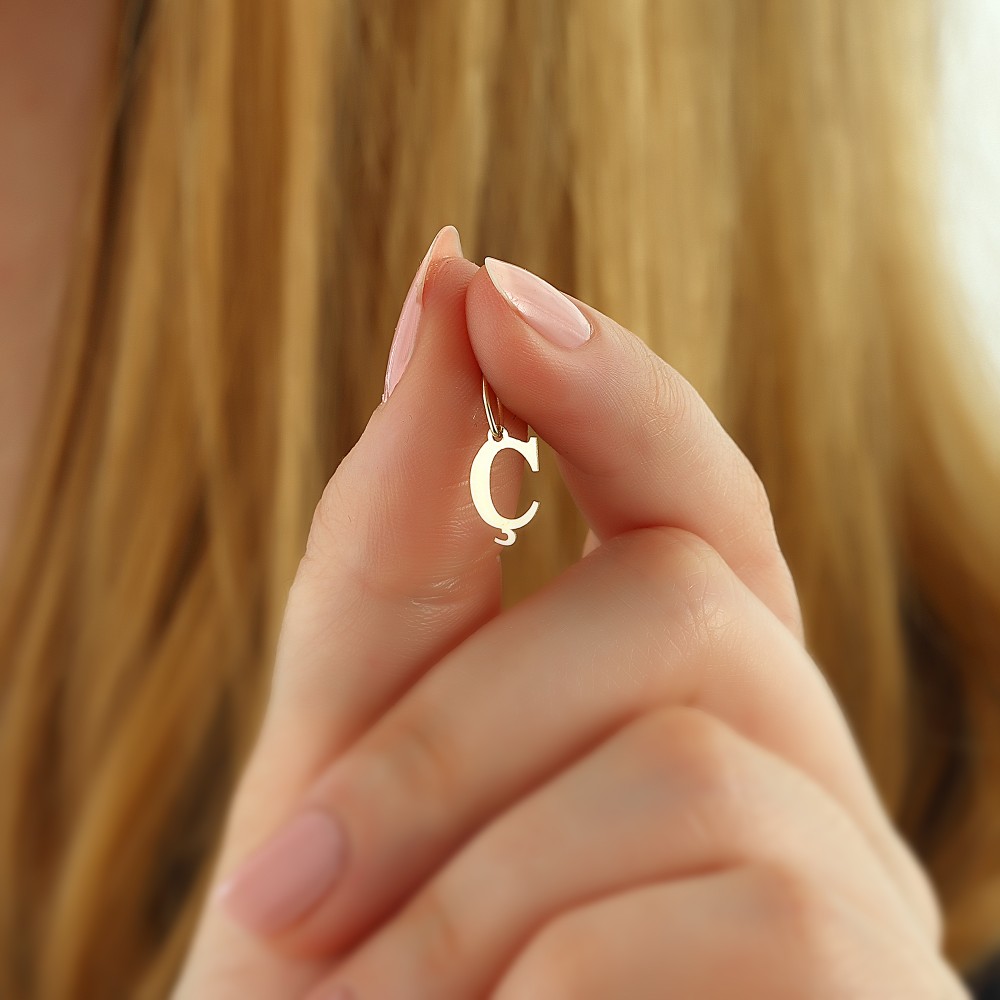 Glorria 14k Solid Gold Letter Ç Pendant