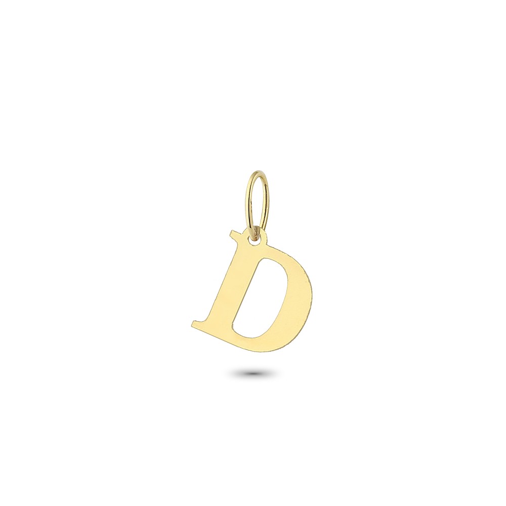 Glorria 14k Solid Gold Letter D Pendant