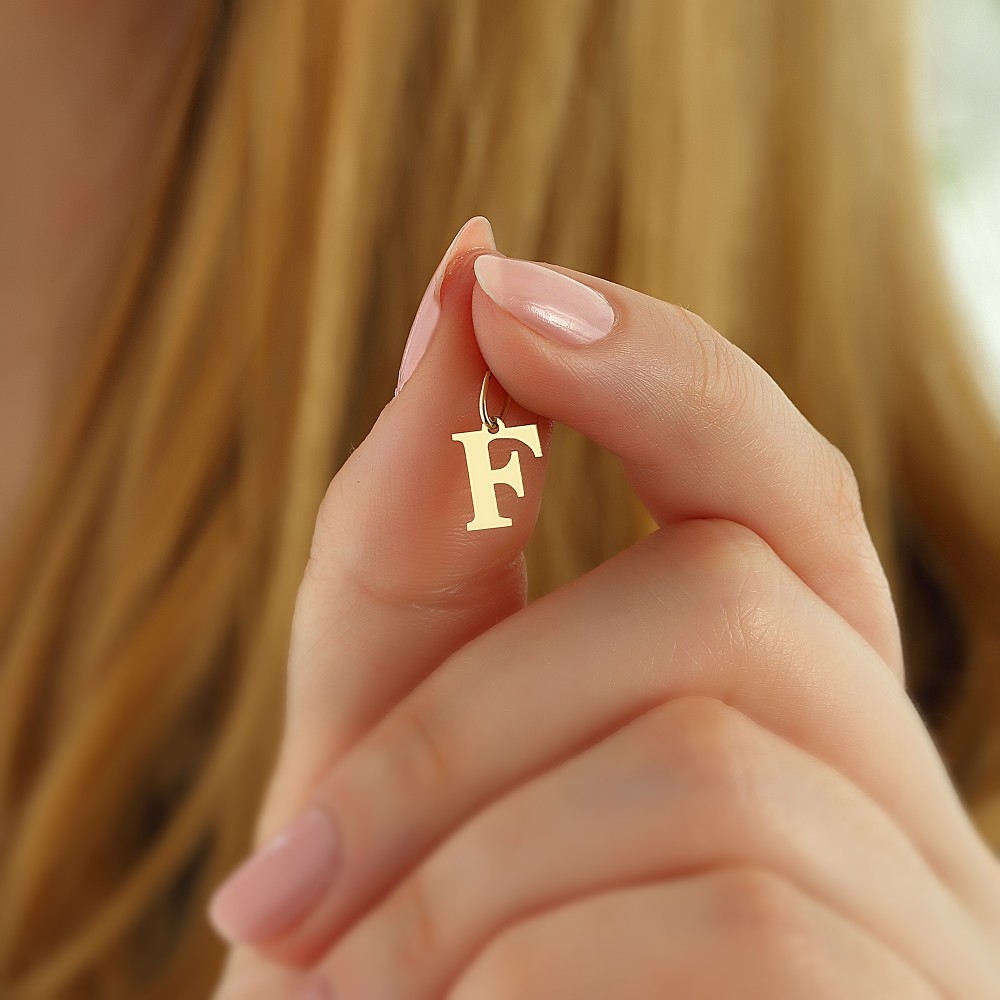 Glorria 14k Solid Gold Letter F Pendant