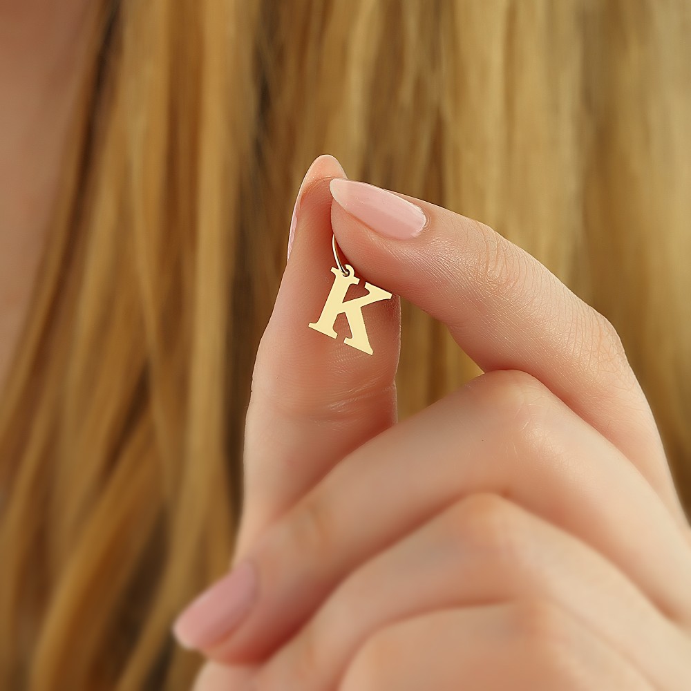 Glorria 14k Solid Gold Letter K Pendant