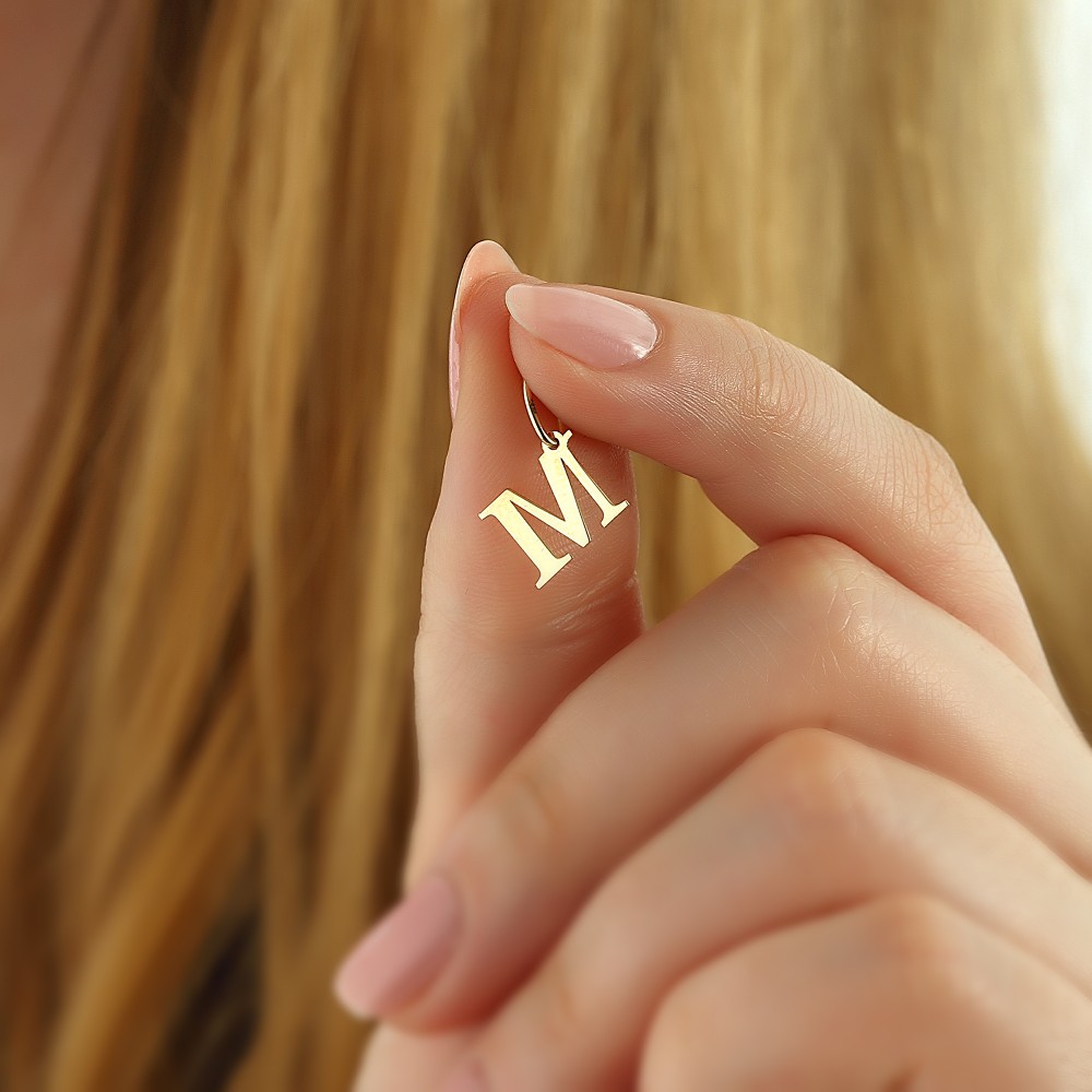 Glorria 14k Solid Gold Letter M Pendant